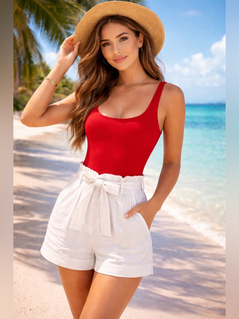 a new day Red Scoop Neck One-Piece Swimsuit